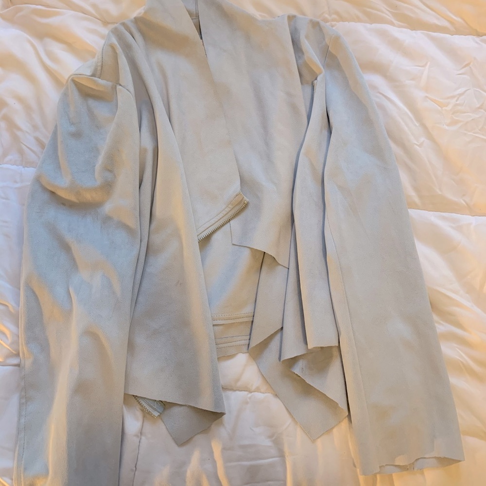 velvet cropped light blue blazer